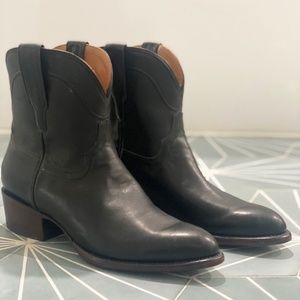 Women's Leather Tecovas Western Penny Booties, Black, 10